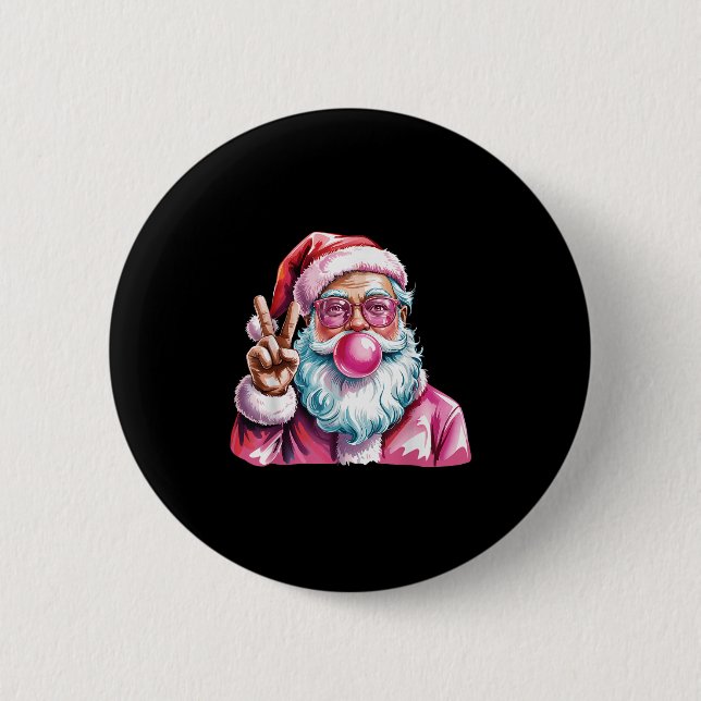 Christmas Peace Sign Hand Santa Claus Nk Bubble Gu 6 Cm Round Badge (Front)