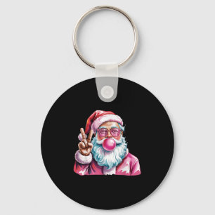 Christmas Peace Sign Hand Santa Claus Nk Bubble Gu Key Ring