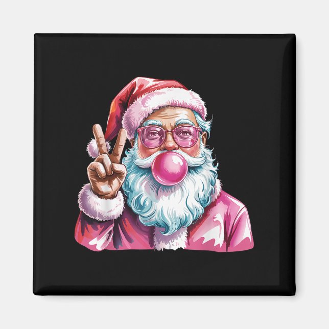 Christmas Peace Sign Hand Santa Claus Nk Bubble Gu Magnet (Front)