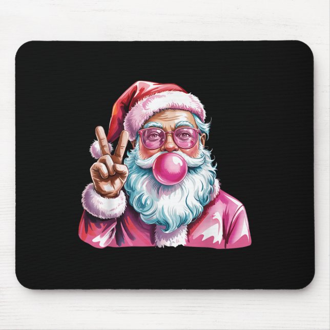 Christmas Peace Sign Hand Santa Claus Nk Bubble Gu Mouse Pad (Front)
