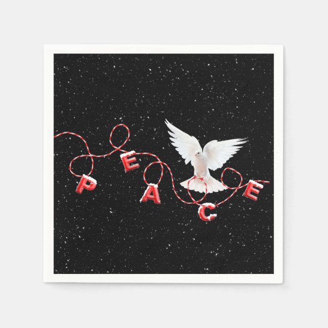 Christmas Peace with Dove and Snowflakes Napkin (Front)