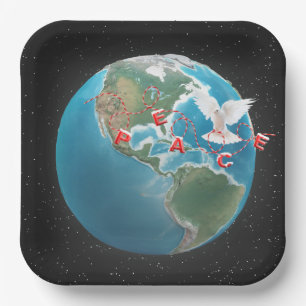 Christmas Peace with White Dove  Paper Plate