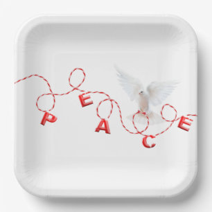 Christmas peace with White Dove  Paper Plate