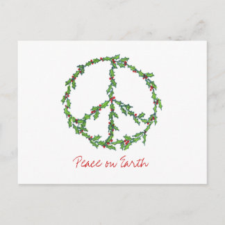 Christmas Peace Wreath, Peace on Earth Postcard