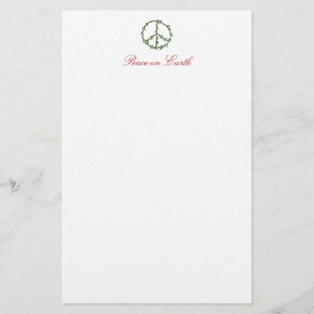 Christmas Peace Wreath, Peace on Earth Stationery (Front)