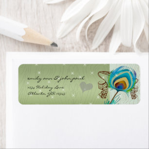 Christmas Peacock Return Address Labels