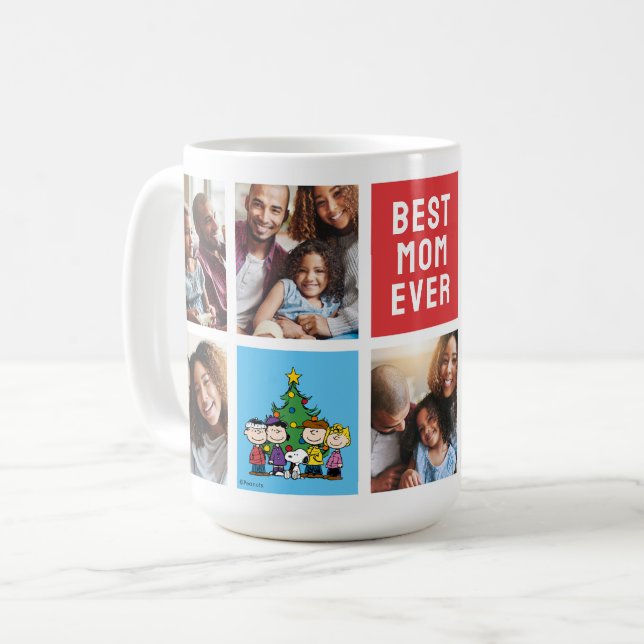 Christmas Peanuts | Mum Photo Collage Coffee Mug (Front Left)