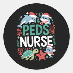 Christmas Peds Nurse Sea Animals Nursing Appreciat Classic Round Sticker