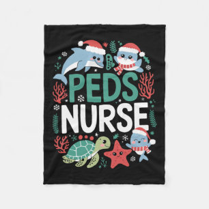 Christmas Peds Nurse Sea Animals Nursing Appreciat Fleece Blanket