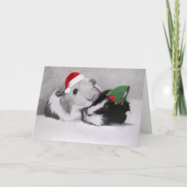 Christmas Peegs Guinea Pig Customizable Holiday Card (Front)