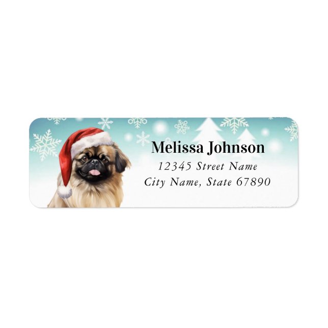 Christmas Pekingese Dog Return Address Labels (Front)