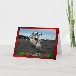 Christmas pelican family funny humour Christmas Holiday Card