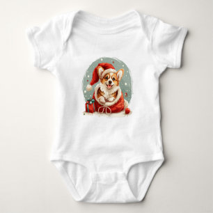 Christmas Pembroke Welsh Corgi Puppy Baby Bodysuit