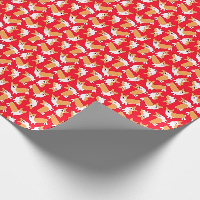 Christmas Pembroke Welsh Corgi Puppy Pattern Wrapping Paper (Corner)