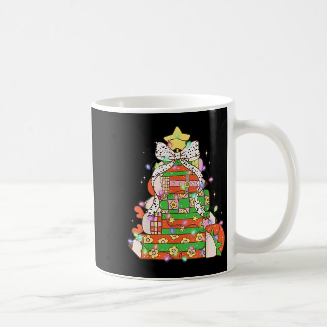 Christmas Pencil Tree Lights Coquette Bow Teacher  Coffee Mug (Right)