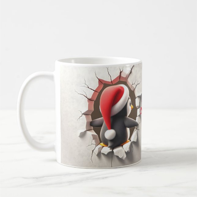 Christmas Penguin 3D Breakout Coffee Mug (Left)