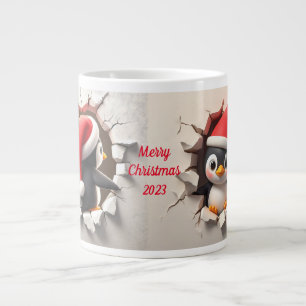 Christmas Penguin 3D Breakout Large Coffee Mug