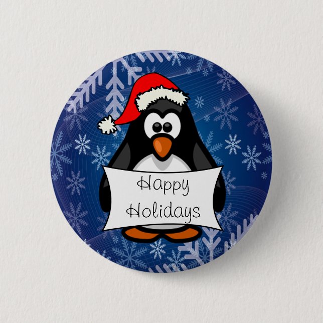 Christmas Penguin 6 Cm Round Badge (Front)