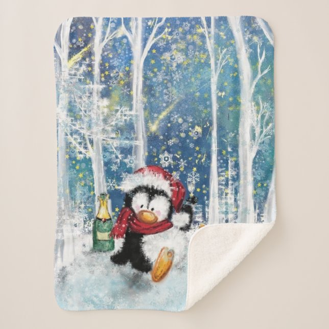 Christmas Penguin Baby Blanket (Front)