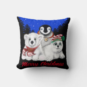 Christmas penguin baby polar bear seal pup cushion