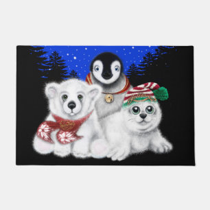 Christmas penguin baby polar bear seal pup  doormat