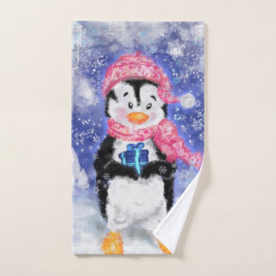 Christmas Penguin Bath Towels