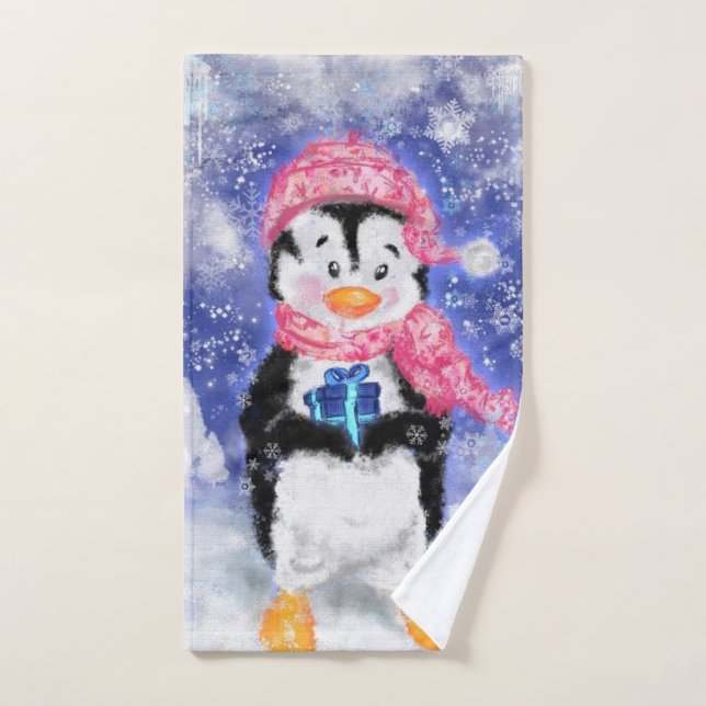 Christmas Penguin Bath Towels (Hand Towel)