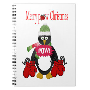 Christmas Penguin Boxing Spiral Notebook