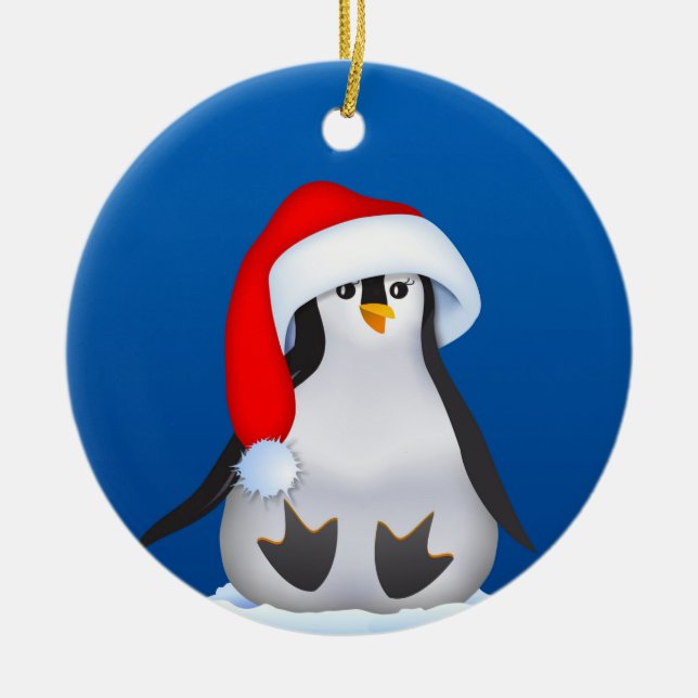 Christmas Penguin Ceramic Ornament (Front)