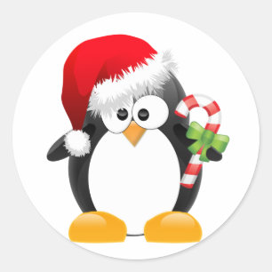 Christmas Penguin Classic Round Sticker
