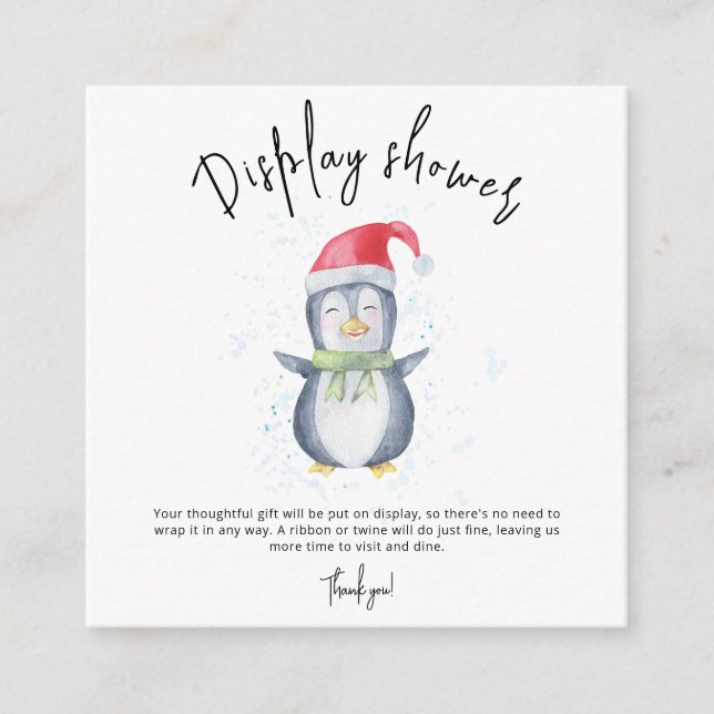 Christmas Penguin - display shower Enclosure Card (Front)
