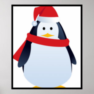 Christmas Penguin Face Poster