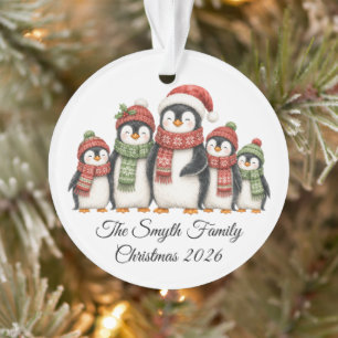Christmas Penguin Family Personalised Ornament
