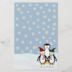 Christmas Penguin Family Stationary Stationery