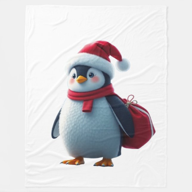Christmas penguin fleece blanket (Front)