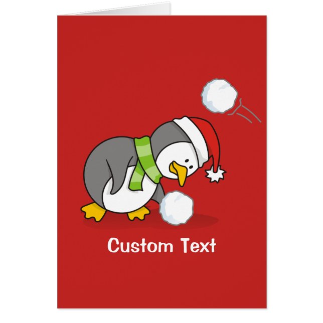 Christmas penguin getting a snow ball (Front)