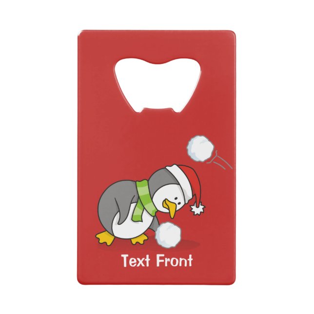 Christmas penguin getting a snow ball (Front)