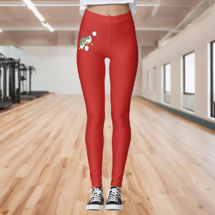 Christmas penguin getting a snow ball leggings