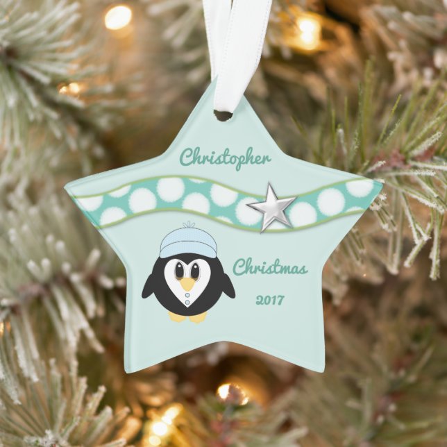 Christmas penguin green Grandson Ornament (Tree)