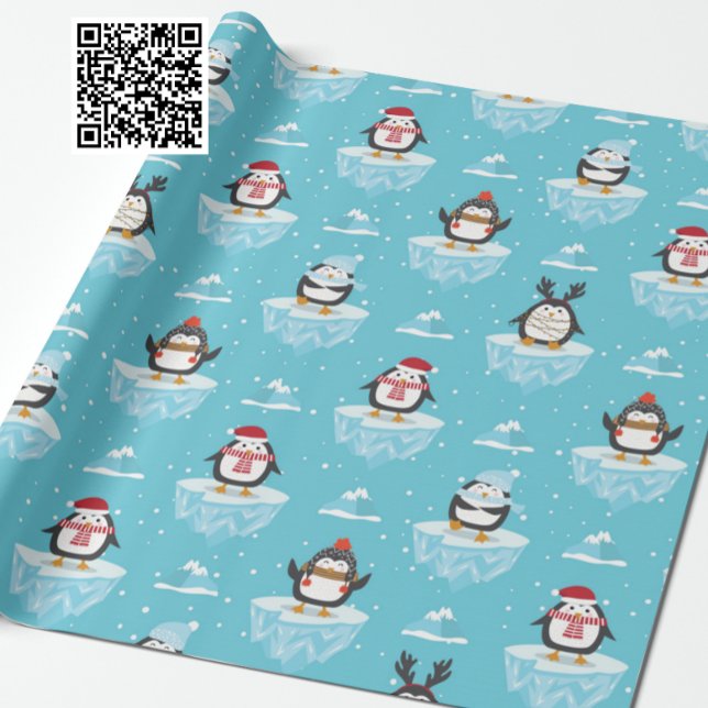 Christmas Penguin Ice Flow Pattern Wrapping Paper (Creator Uploaded)