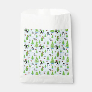 Christmas penguin ice skating and bear fisherman favour bag