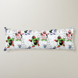 Christmas penguin ice skating body cushion