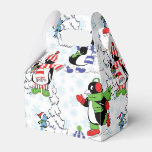 Christmas penguin ice skating favour box