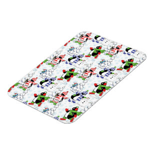 Christmas penguin ice skating magnet