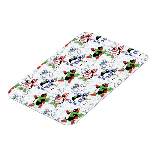 Christmas penguin ice skating magnet (Left Side)