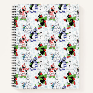 Christmas penguin ice skating notebook