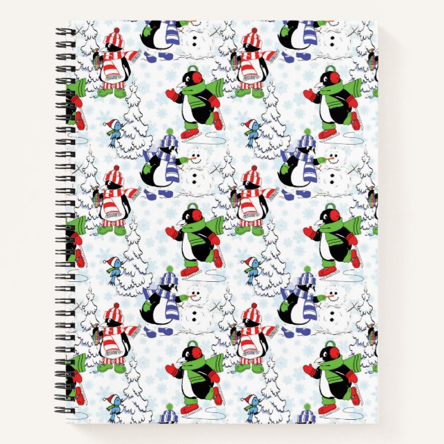 Christmas penguin ice skating notebook (Front)