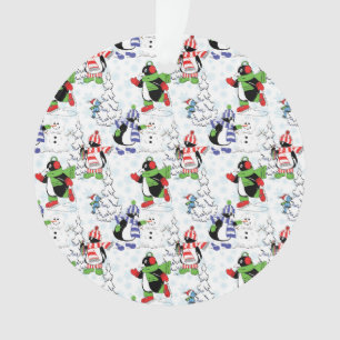 Christmas penguin ice skating ornament