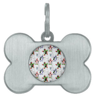 Christmas penguin ice skating pet ID tag