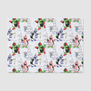 Christmas penguin ice skating tissue paper